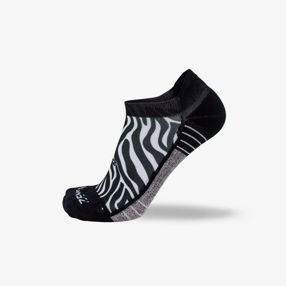 Zebra Running Socks (No Show) L / White/Black