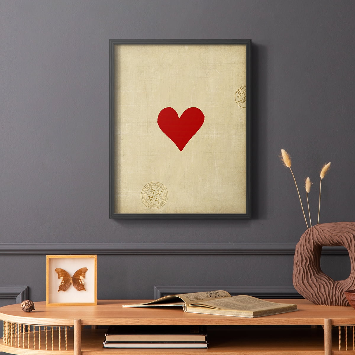 Small Heart Framed Print in Black Solid Wood Framed Print No Nail Hanging