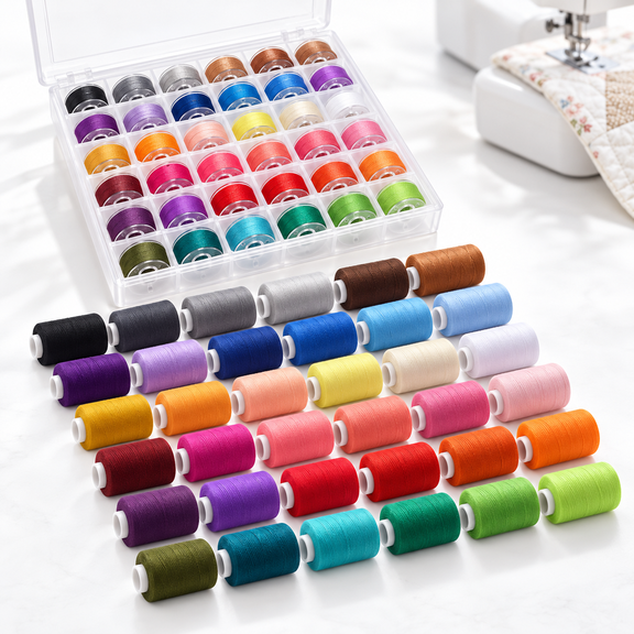 Starfa Lab Sewing Thread Kit Prewound Bobbins Set 72 Pack 36 Colors 400 Yards Polyester, Strong Durable, Universal Fit for Embroidery Quilting Machines