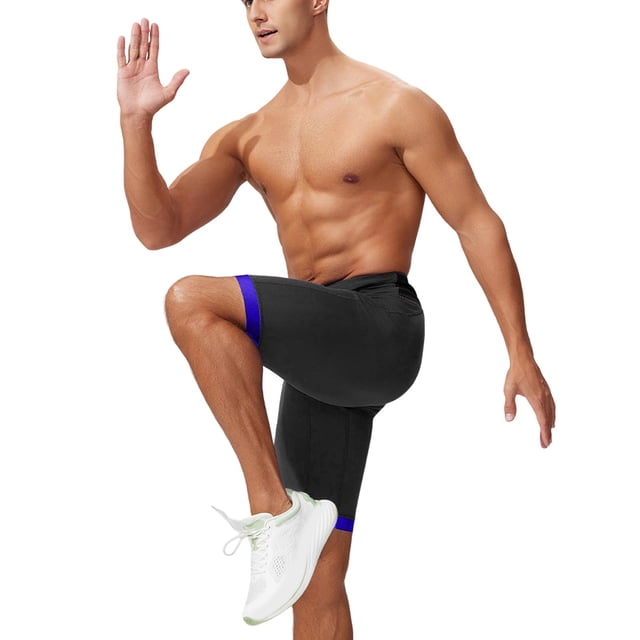 Pantalones cortos deportivos elásticos de cintura alta para correr y levantar caderas, de nylon, para hombre.