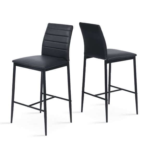 Set of 2 Bancos Alto, con Respaldo y Reposapié, Color Negro HOMEMAKE FURNITURE Industrial Retro
