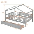 thumbnail image 3 of Dtwnek Full Size Wooden House Bed with 2 Drawers,Gray, 3 of 9