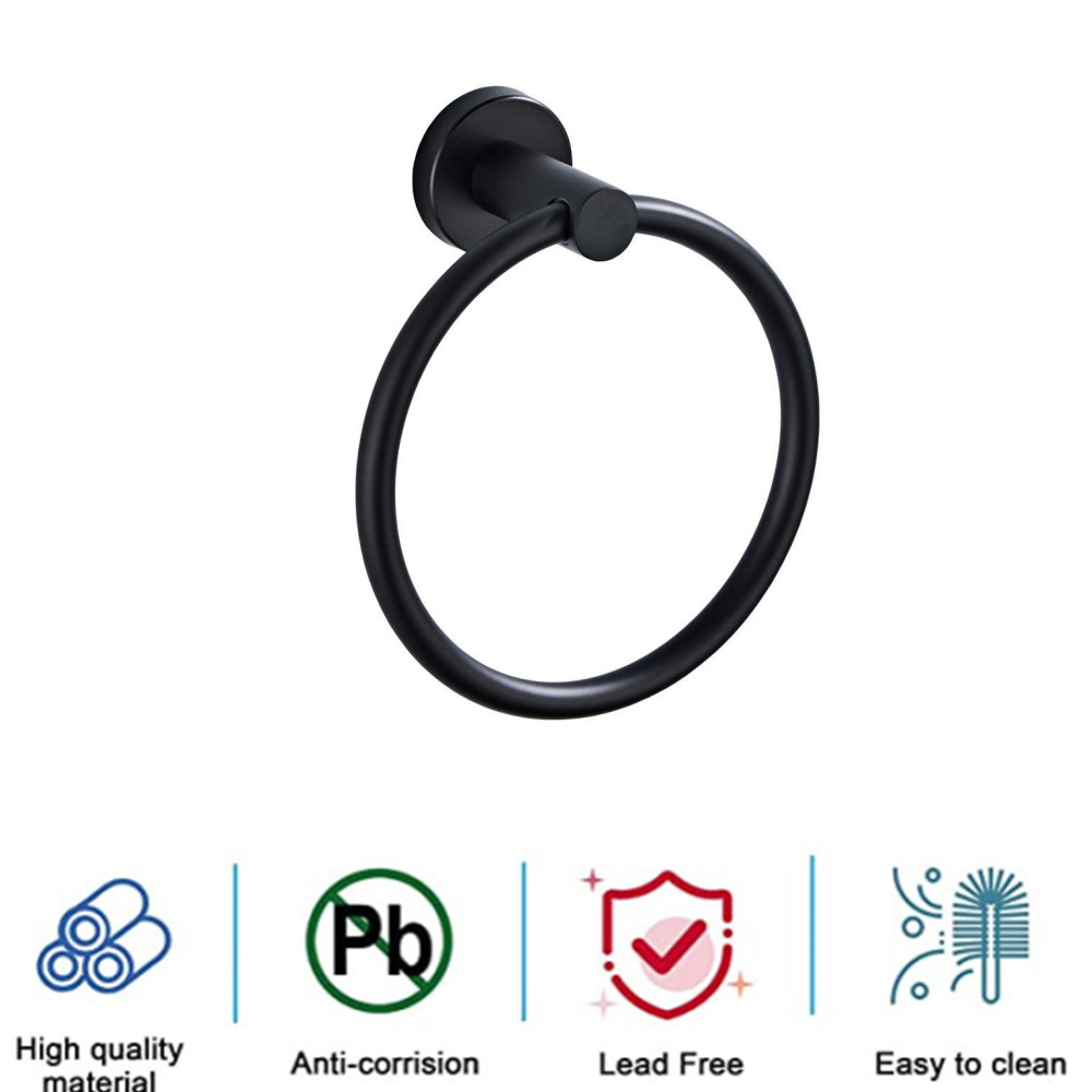 Matte Black Towel Ring Bath Modern Circle Towel Holder Hangers Wall