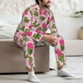 thumbnail image 5 of Wukai Dragon Fruits Men's Long-Sleeve Pajama Set - Comfortable Sleepwear with Button-Down Shirt and Pants-Medium, 5 of 6