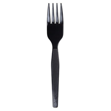 Dixie Plastic Cutlery, Heavy Mediumweight Forks, Black, 100/Box