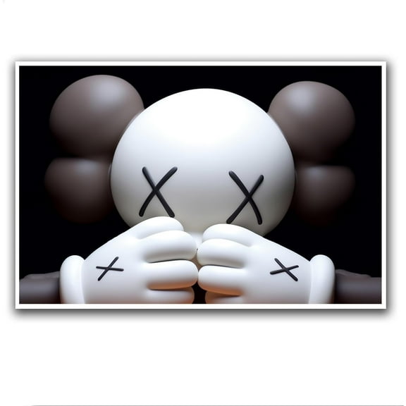 QTH Kawss Poster Kawaii Room Decor Black and White Canvas Wall Art, 21 x 15 Inches without frame