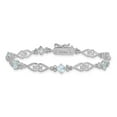 thumbnail image 3 of Sterling Silver Bracelet Gemstones March Women's Diamond 5 mm 7 in Aquamarine, 3 of 6