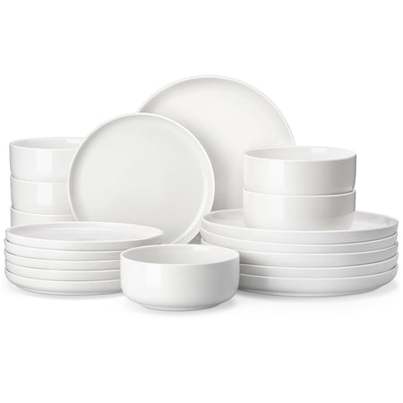 Porcelain Dinnerware Set, Ivory White, 18 Pcs (Service for 6)