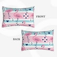 thumbnail image 4 of Balery Pink Striped Flamingo Pillow Covers,Bed Pilowcases,Reversible Plush Throw Pillow Covers End Pillow Encasement,Pillow Case - 14"X20", 4 of 9