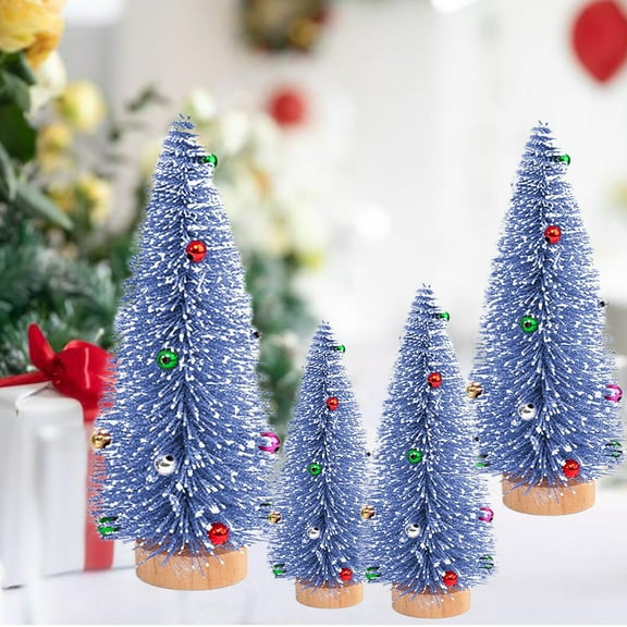 ABPWLY Home Blue Plastic Christmas Tree Desktop Decoration Scene Layout Door Decor with Snow 30x11x11cm House Warming Gifts New Home
