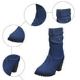 thumbnail image 5 of Dakaela Women's Cowboy Ankle Boots Chunky Heel Wide Calf Western Booties Round Toe Dress Jeans Denim Cowgirl Boot Blue 7.5, 5 of 7