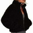 thumbnail image 4 of Womens Fleece Full-Zip Jacket Long Sleeve Coat Soft Warm with Pockets Black XXL, 4 of 9