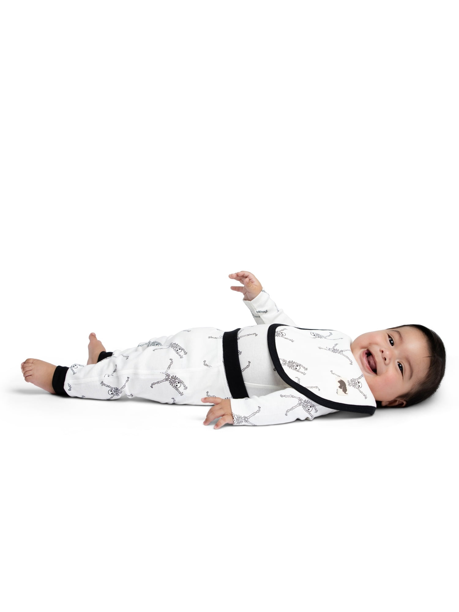 M+A by Monica + Andy Organic Cotton Gender Neutral Halloween First Moves Bodysuit + Groove Pant + Bib Set, Sizes Newborn -24 Months