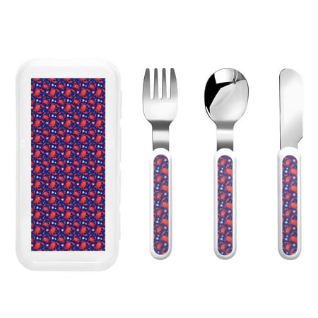 

Zeuib Cute Crabs Print 3 Pieces Children Fork Spoon Knife Set with Travel Case for Lunch Box Stainless Steel Kids Silverware Flatware Set Kids Utensil Set for School (Fork Spoon Knife)