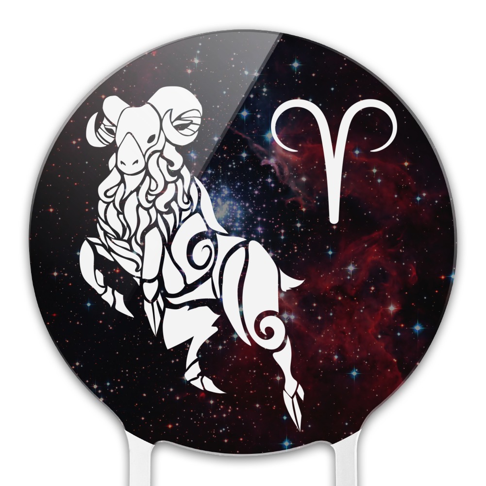 Acrylic Aries Zodiac Sign Horoscope in Space Cake Topper Party Decoration for Wedding Anniversary Birthday Graduation - image 3 of 6