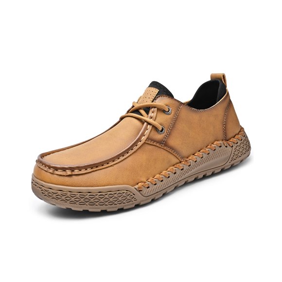 Men's Leather Oxfords Business Casual Loafers Comfortable Lightweight Breathable Non-slip Driving Shoes Brown 10.5 US