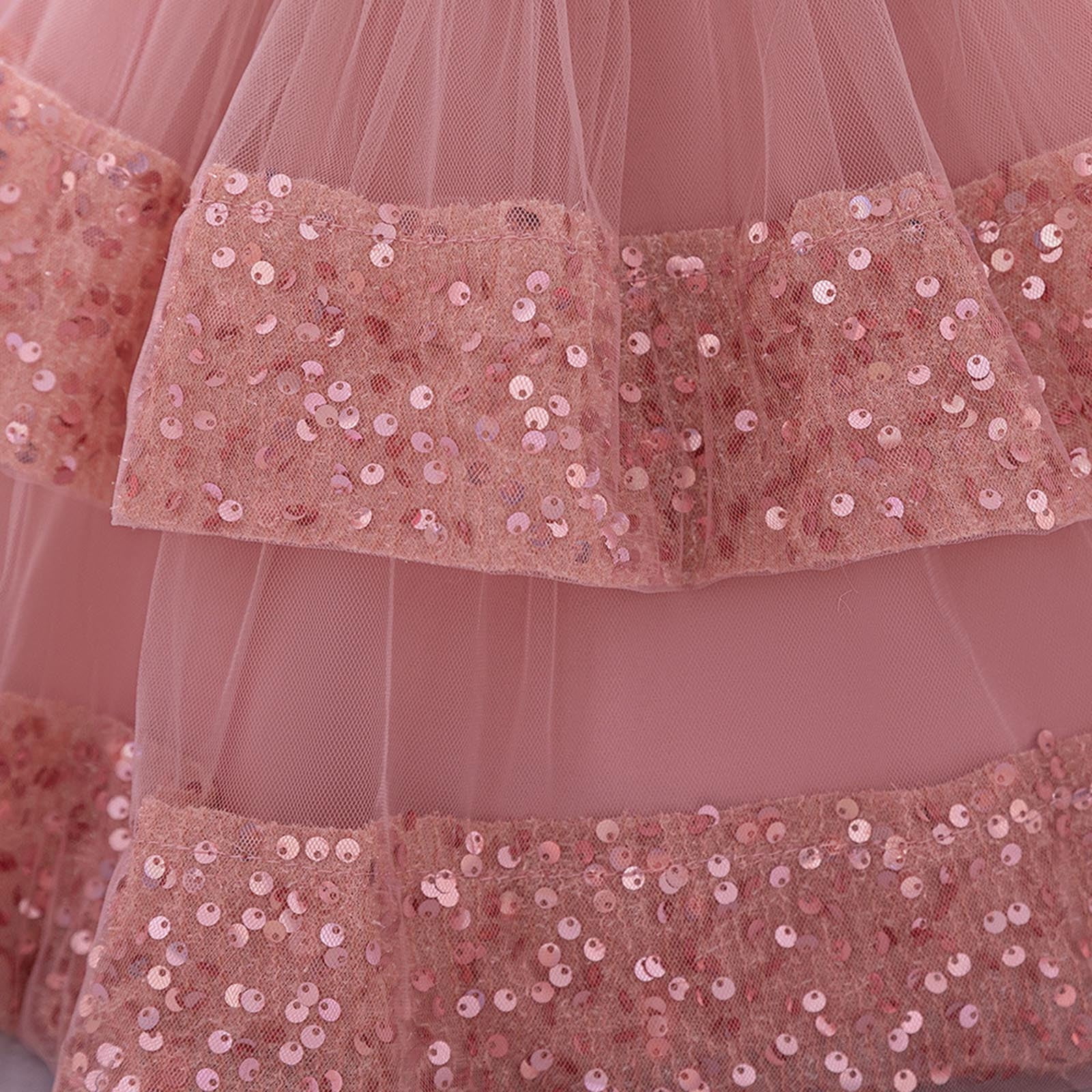 Baby Girl Pageant Dress Sleeveless Sequins Princess Dress Toddler Flower Wedding Birthday Party Gown Dresses 6 Months-3 Years