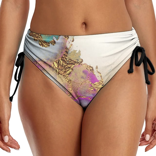 Gibobby traje de baño mujer Parte inferior de bikini con estampado de moda casual deportiva para mujer con pantalones cortos con correa plegable Calzonci(Rosa,M)
