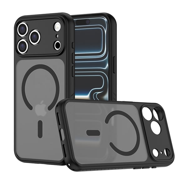 Dteck Matte Case for iPhone 17 Pro Max, Compatible with MagSafe, Shockproof Translucent Shockproof Phone Cover with Camera Protection,Black