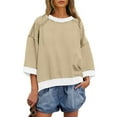 thumbnail image 3 of Busydd Sweatshirts for Women Casual Colorblock Patchwork Crewneck Sweatshirt Fashion 3/4 Length Sleeve Pullover Tops Comfy Versatile Fall Sweatshirt S, 3 of 8