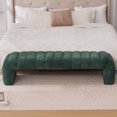 thumbnail image 2 of GZXS Modern Channel Tufted Upholstered Bench in Green Chenille Fabric, Large Seating Bench for Bedroom/End of Bed/Windows, 69.7"L x 20.5"W x 17.3"H, 2 of 7