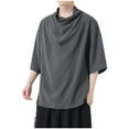 thumbnail image 1 of pstuiky camisetas de manga corta para hombre, Blusa informal de seda helada de color liso para hombre, manga corta, cuello redondo y mangas cinco cuartos camisetas de hombre xxl, 1 of 3