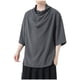 thumbnail image 1 of pstuiky camiseta de hombre, Blusa informal de seda helada de color liso para hombre, manga corta, cuello redondo y mangas cinco cuartos ropa de hombre xl, 1 of 3