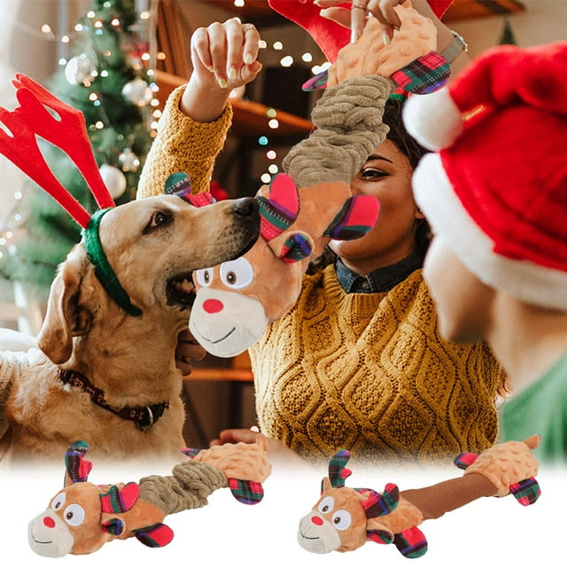 Sentmoon Todays Deals Clearance Sales Christmas Elastic Stretch Pet Toys Rattle Paper Sound Interactive Tug Of War Plush Toys Dog Toys For Training Prime Day Deals 2024 Canada