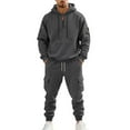 thumbnail image 2 of MLQIDK Men's Track Suits Big and Tall Fleece Zip up Hoodie and Sweatpants Workout Gym Jogging Suit Lounge Outfit Casual Athletic Sweatsuits 2 Piece Set Winter Suit Sets Dark Green 3XL, 2 of 5