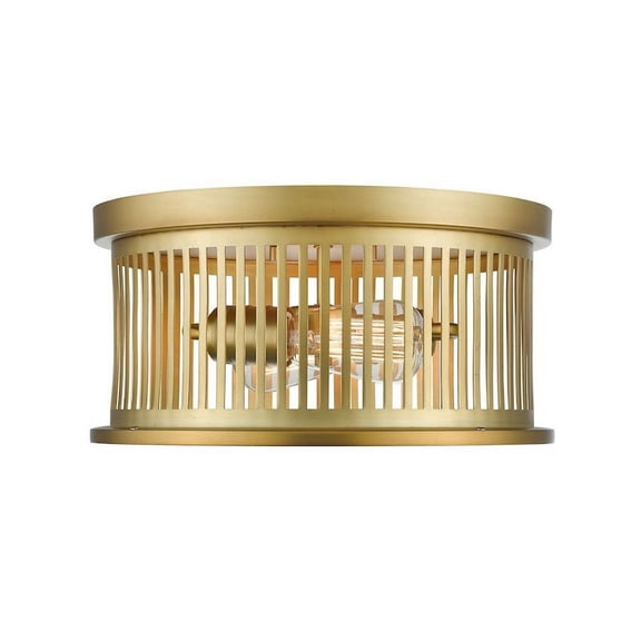 Z-Lite 334F2 Camellia 2 Light 13-1/8" Wide Flush Mount Drum Ceiling Fixture - Brass
