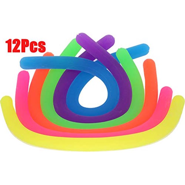 June-mall - Paquete de 12 cuerdas elásticas de colores, juguetes elásticos sensoriales que reducen el estrés y la ansiedad por inquietudes para ADD, ADHD, OcD y autismo (6 colores) (BPA / Ftalato / Si June-mall 711414319106