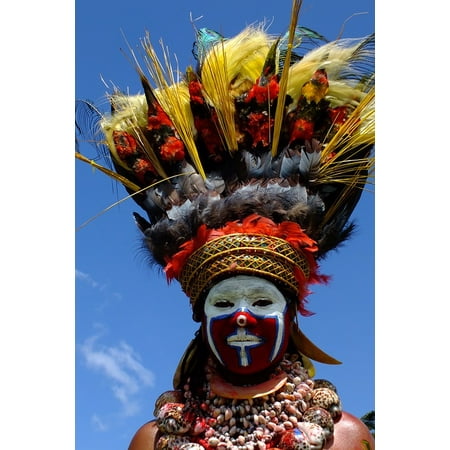 Canvas Print Feathers Carnival Painted Papua New Guinea Costume Stretched Canvas 32 x