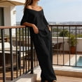 thumbnail image 6 of Sheghy Workout Sets for Women 100%Cotton Women Casual Solid Boho 2 Piece Set Off Shoulder Loose Top & Wide Leg Pants Loungewear Vacation Outfit, 6 of 9