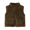thumbnail image 3 of Leey-World Girls Vest Size 10-12 Vest for Teen Girls Cute Lightweight Fleece Warm Button Down Sleeveless Jacket Youth Fall Winter(Brown,3-4 Years), 3 of 3
