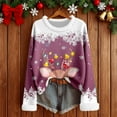 thumbnail image 2 of Tiweut Womens Christmas Sweaters Loose Fit Pullover for Cozy Yarn Long Sleeve Crewneck Tunic with Holiday Graphic Print Design Winter Wear Relaxed Fit Blouses,Dark Purple,M, 2 of 3
