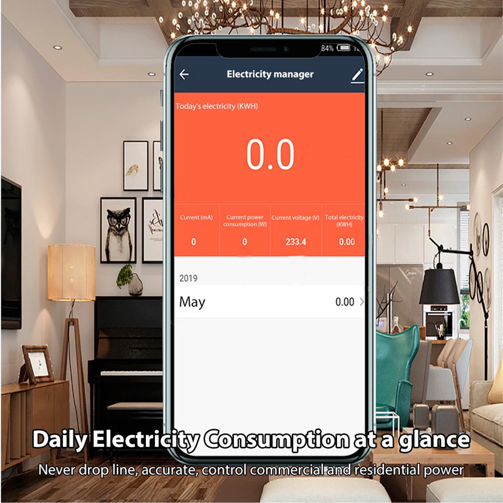 NFTIGB WiFi Intelligent Energy Meter Support TY APP Control Single-Phase Din Rail Smart Electricity Meter Power Consumption Kwh Wattmeter LCD Display Voice Control Metering Switch Functions 220V