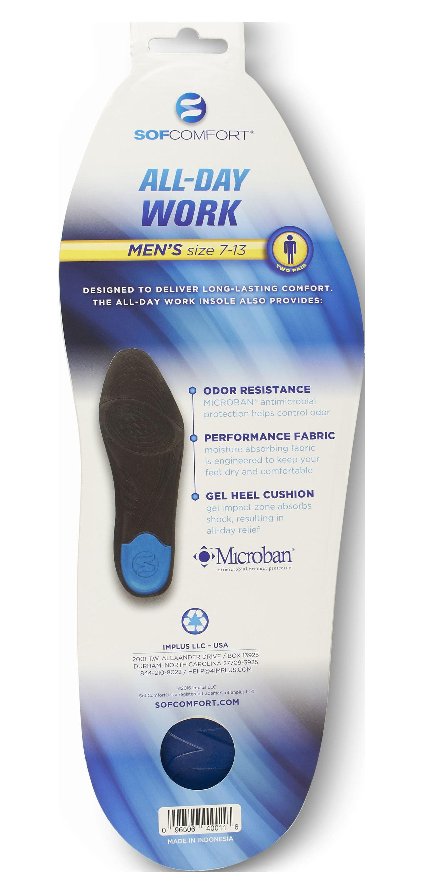SofComfort All Day Work Insole 2 for 12 Cut to Fit Style Men s 7