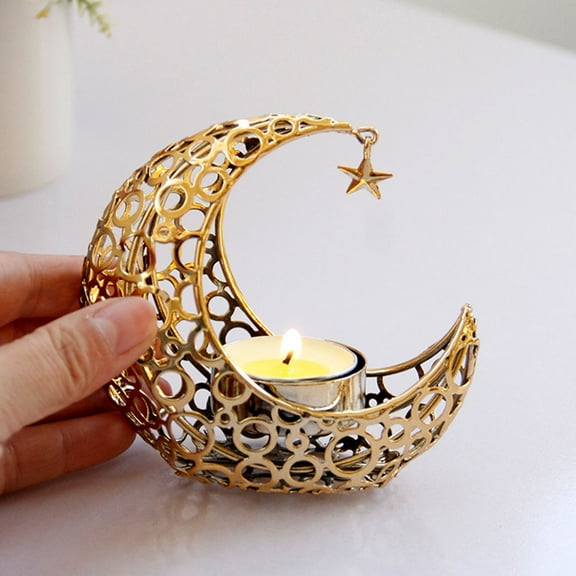 MLINS Silver Metal Crescent Candle Holder Party Decoration 10.50X10.50X5.00CM Golden