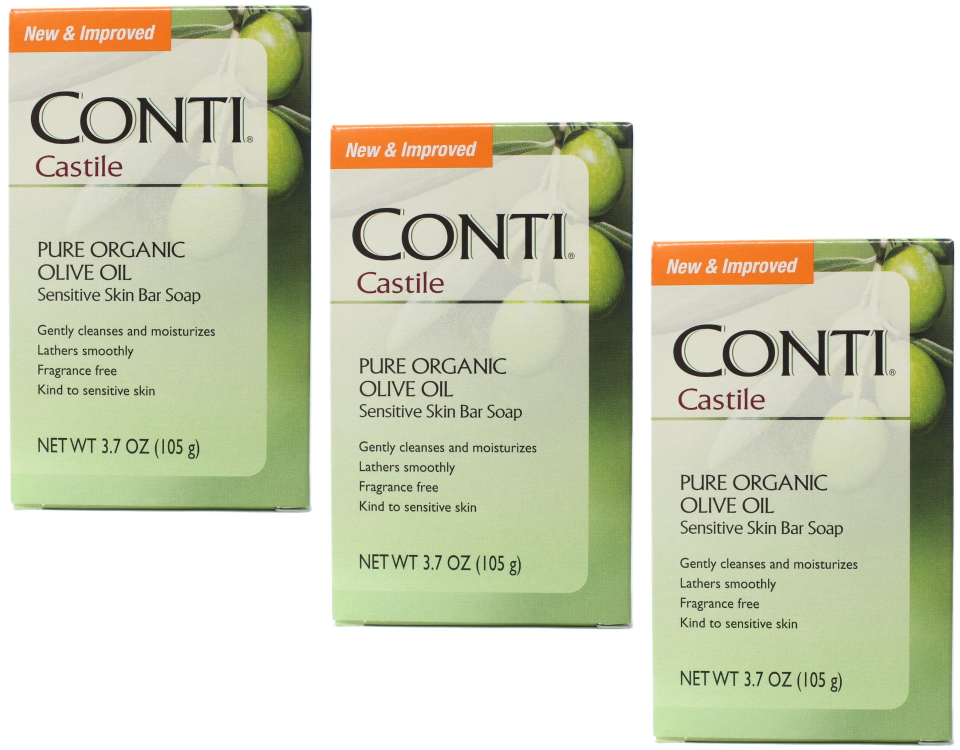 3 Pack Conti Castile Olive Oil Soap 4oz Each