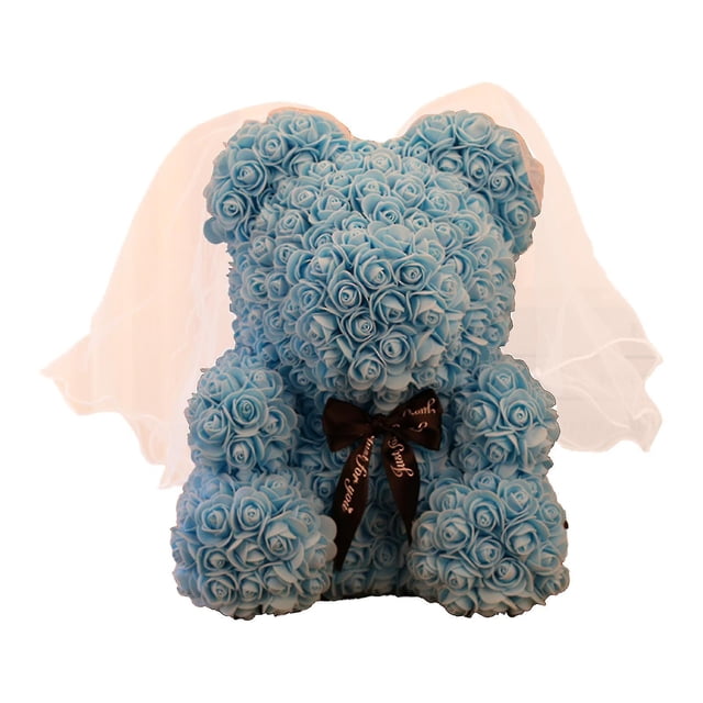Oso rosa, flor Artificial de espuma, vida eterna para regalos del Día de San Valentín, decoración del hogar con caja de regalo, oso de peluche