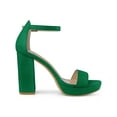 thumbnail image 3 of BLISSFUL STEP Women's Shoes Faux Suede High Chunky Heel Platform Ankle Strap Open Toe Sandals Candy Green 7, 3 of 7