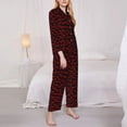 thumbnail image 2 of KLL Red Skulls 4 Print Women's Long Sleeve Pajamas with Pants Sleepwear Loungewear 2 Set-XX-Large, 2 of 8