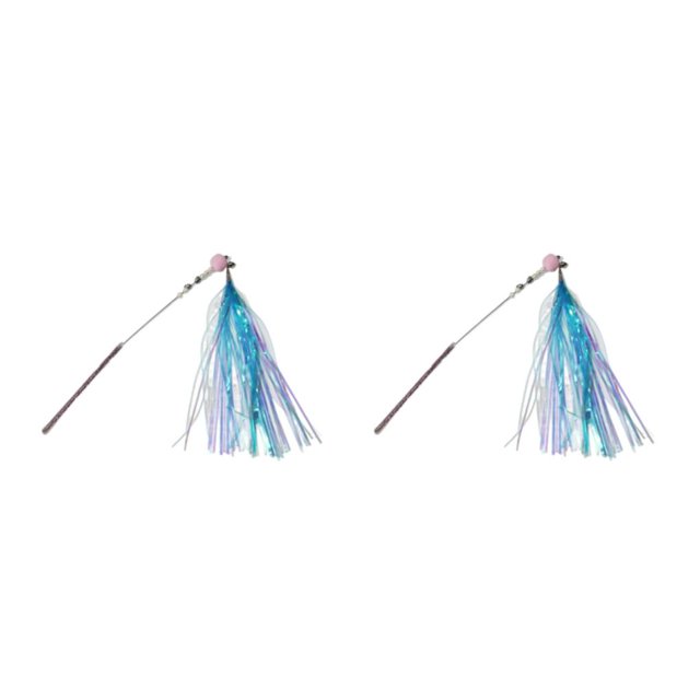 yingyy 1/2/3/5 Cat Teaser Stick Lightweight Portable Cats Toy Reusable Shinny Fun Exercise Playing Pets Interactive Sticks for Indoor Blue 2PCS