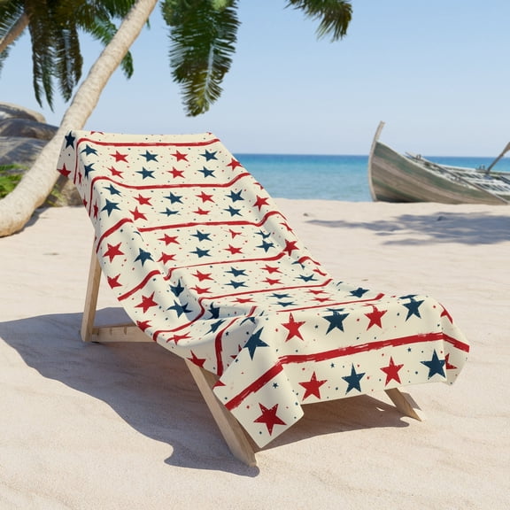 Oversized Microfiber Beach Towel with Americana Stars & Stripes Design (36" × 72")