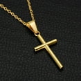 thumbnail image 3 of 14K Yellow Gold Cross Necklace for Women Men Christian Jesus Amulet Choker Chain Necklaces Jewelry Friend Gift, 3 of 7