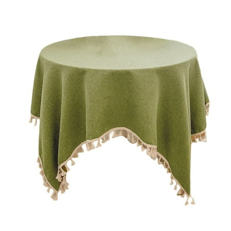 

Washable Cotton Linen Tablecloths Fabric Tassel Tablecloth Dust-Proof Table Cover for Kitchen Dinning Tabletop Home Decoration Everyday Use