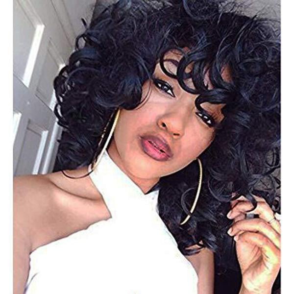 BECUS Afro Curly Wigs for Black Women Heat Resistant Brazilian Remy Human  Hair Wigs8 inches Natural Spiral Black 1B  Amazonca Everything Else
