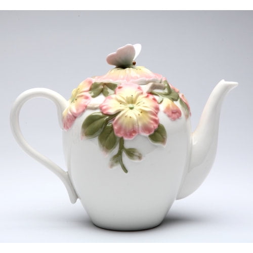 Cosmos Gifts Apple Blossom 0.625 qt. Ceramic Teapot