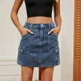 thumbnail image 6 of Zshosam Womens Cargo Skirt Low Waist Button Denim Mini Skirt Summer Y2k Jean Skirt with Pockets(Blue,XXL), 6 of 7