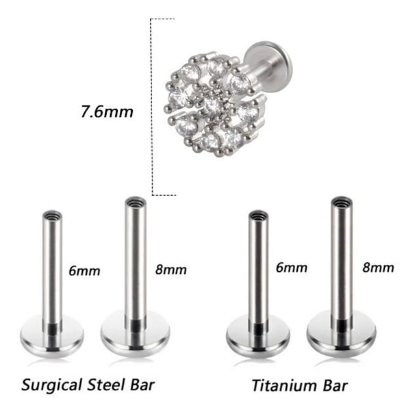 1PC G23 TitaniumSteel 16G CZ Gem Moon Labret Lip Bar Ring Crystal Flower Ear Cartílago Tragus Helix Piercing Tornillo Fit Top 16g Tan Jianjun unisex